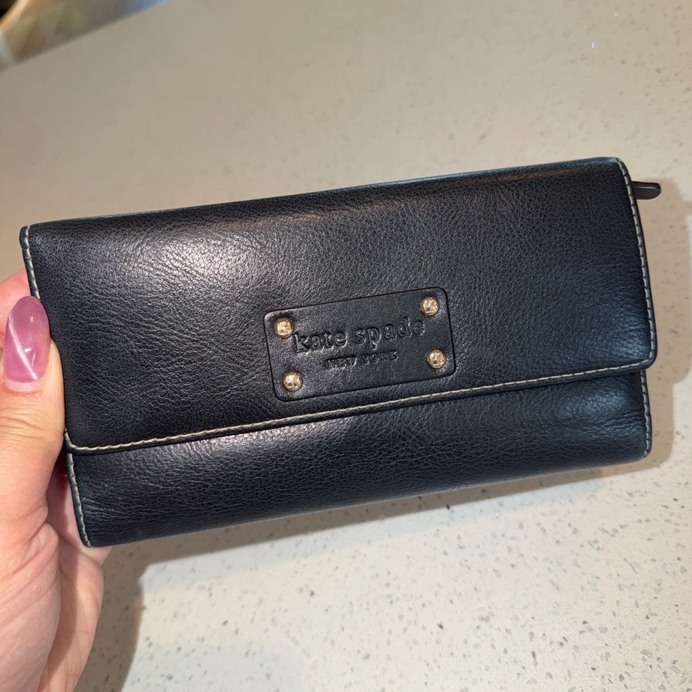 black leather Kate Spade New York Wellesley Natalie wallet,